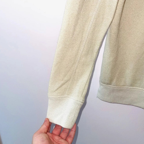American Eagle Cream & Gold Metallic Sparkle Pullover Sweatshirt Small Women’s - Picture 4 of 12